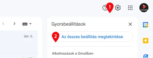 Gmail beállítások